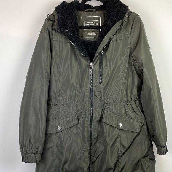 Lucky Brand Hooded Lined Anorak Water Resistant Jacket  Light Olive Green L - Picture 2 of 11